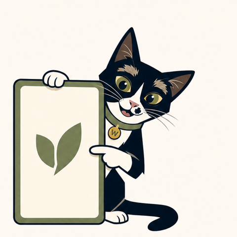 Worditaire helper cat holding a card